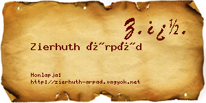 Zierhuth Árpád névjegykártya